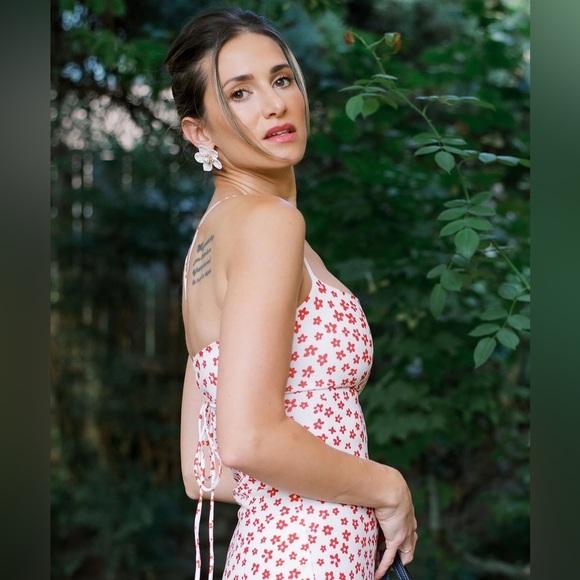 Strappy Floral Print Crisscross Flowy Long Sundress commense M CI2 - Picture 2 of 11